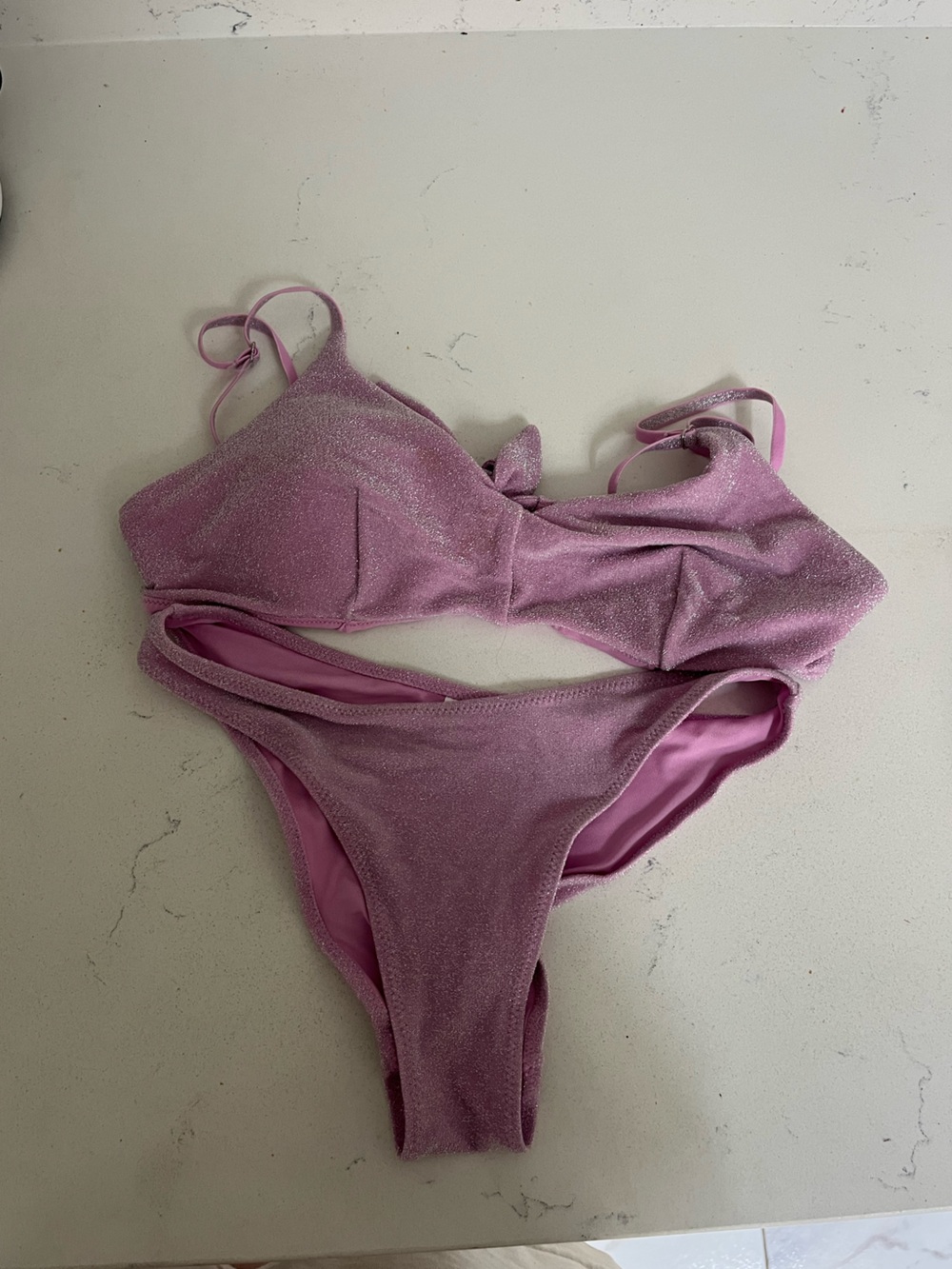 H&M Shimmery Light Pink Bikini Set